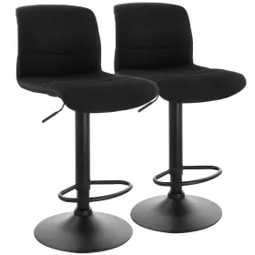Elama 840191202605 2 Piece Adjustable Fabric Bar Stool In Charcoal With Black Base