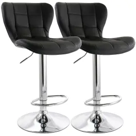 Elama 840191202773 2 Piece Adjustable Faux Leather Bar Stool In Black With Chrome Base