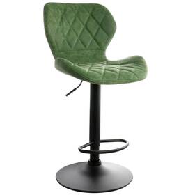 Elama 840191206450 Vintage Faux Leather Adjustable Bar Stool In Green With Black Base