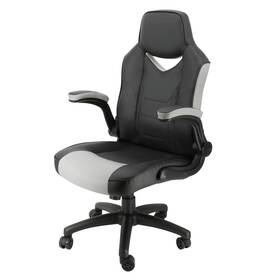 Elama 840191207013 High Back Adjustable Faux Leather Office Chair In Black And Gray