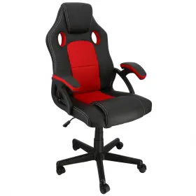 Elama 840191207068 High Back Adjustable Faux Leather And Mesh Office Chair In Black Red