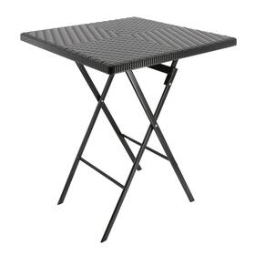 Elama 840191207402 Plastic Rattan Folding Square Table In Black