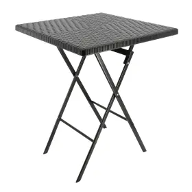 Elama 840191207402 Plastic Rattan Folding Square Table In Black