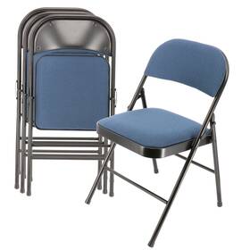 Elama 840191207501 4 Piece Metal Folding Chair With Padded Seats In Dark Blue