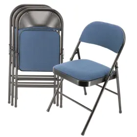 Elama 840191207501 4 Piece Metal Folding Chair With Padded Seats In Dark Blue