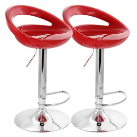 Elama 850000545908 2 Piece Retro Adjustable Bar Stool In Red With Chrome Base