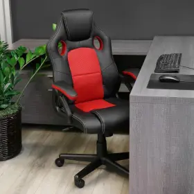 985120178m Elama High Back Adjustable Faux Leather Office Chair In Black And Red