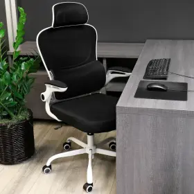 985120203m Elama High Back Adjustable Mesh And Fabric Office Chair In Black On White Frame
