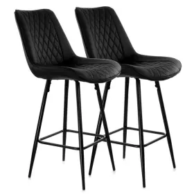 Elm-799-19c-blk Elama Diamond Stitched Faux Leather Bar Chair In Black With M