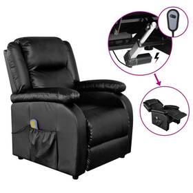 Electric Massage Chair Black Faux Leather Wood Iron Regular 720286551776