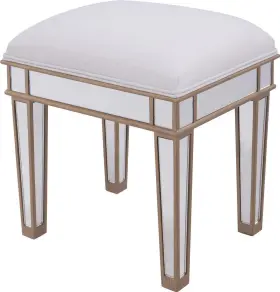 Mf6-1107g Elegant Lighting Dressing Stool Contemporary Tapered Legs Gold Clear Mirror Solid Wood Linen