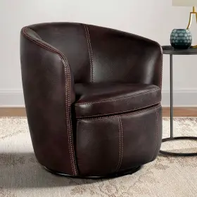 U-5470-8200-101 Elements Vito Pebble Brown Faux Leather Barrel Swivel Chair