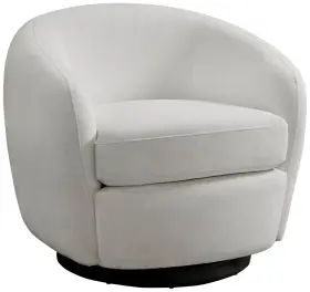 U-8580-9800-101 Elements Chanel 34 Inch Wide Bristo White Fabric Club Swivel Chair