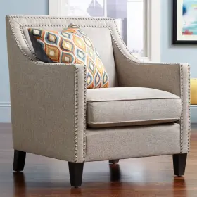 Uer092100 Elements Flynn Heirloom Gray Nailhead Trim Upholstered Armchair