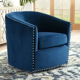 Uft286102swlp Elements Fullerton Nail Head Trim Navy Blue Swivel Accent Chair