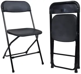 Elevon 810133182531 Folding Plastic Chair With 500-pound Capacity Black 2-pack