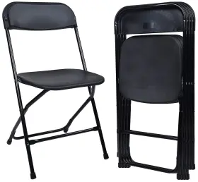 Elevon 810133182548 Folding Plastic Chair With 500-pound Capacity Black 4-pack