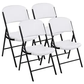 Elevon 810133182562 Folding Heavy Duty Plastic Chair With 500-pound Capacity White 4-pack