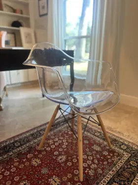 Cbw1 Elite Kitchen Supply 1 Clear Mid Century Modern Eiffel Style Acrylic Accent Chair With Wood Legs