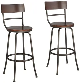 Elm Lane 886305408501 Langdon 29 Inch Wood And Bronze Metal Swivel Bar Stools Set Of 2