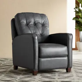 7102-94 Elm Lane 9102/7102-94 Livorno Gray Genuine Leather Recliner Chair Armchair Comfortable Manual Footrest