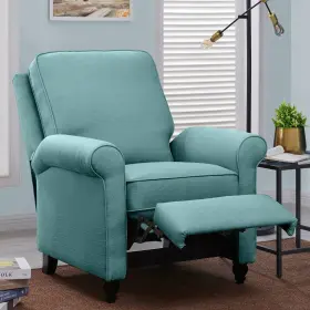 Rcl37-lin52-pb Elm Lane Sky Blue Recliner Chair Modern Comfortable Push Manual For Bedroom Living Room