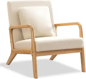 Y8l007 Eluchang Mid-century Modern Accent Chair With Lumbar Pillow Upholstered Armchair