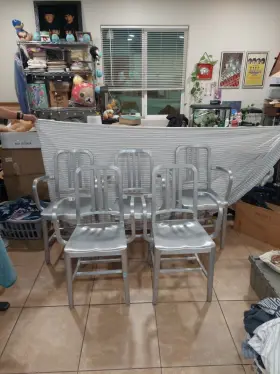 1006a Emeco Genuine Navy Arm Chair Brushed Aluminum 5 Chairs