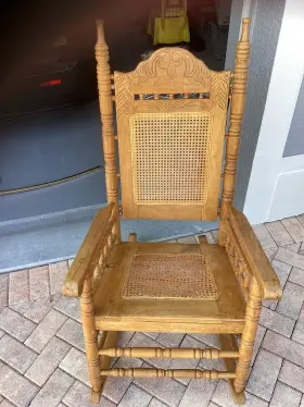 Emerald City Imports 323854683040 Rocking Chair Handmade Indonesia Antique Vintage Unique Art Wicker And Cane