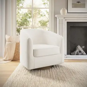 Eoh-ctbd-594645 Emma Oliver Della Club Style Barrel Accent Chair With 360 Degree Swivel Brushed Metallic