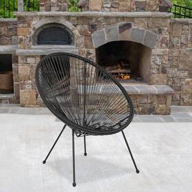 Emma Oliver Eoh-umi1-587442 Black Papasan Bungee Lounge Chair Pe Rattan Steel Frame