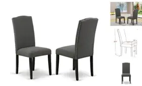 Enp1t20 840017337054 Encinal Parson Dining Room Chairs - Nailhead Trim Dark Gotham