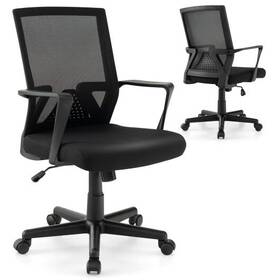 Ergonomic Desk Chair Lumbar Support Rocking Function-black - Co 473514629052 With And Function-black - Color Bla
