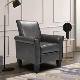 Erye 640711918456 Pu Leather Upholstered Accent Chair Modern Living Room Single Armchair F