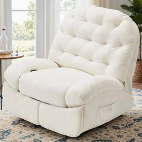 Esright 920770663321 Oversized 360 Swivel Rocking Recliner - Plush Chenille Glider Chair For Adults