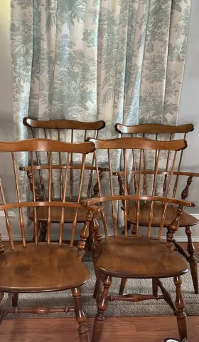 10-6090 Ethan Allen Vintage Wooden Comb Back Dining Chair 10 6090 Set Of 4 Local Pick Up