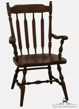 12-6011 Ethan Allen Antiqued Pine Old Tavern High Back Cattail Dining Arm Chair