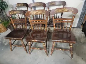 12-6120 Ethan Allen Solid Pine Hitchcock Style Hand Decorated Accent Side Chair