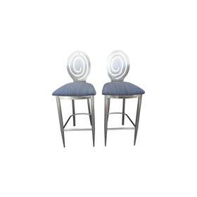 Ethan Allen 13-6430 Radius Bar Stools Brushed Nickel Metal Modern Industrial 13 6430