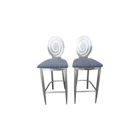 13-6430 Ethan Allen Radius Bar Stools Brushed Nickel Metal Modern Industrial 13 6430