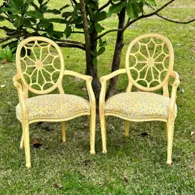 13-7131 Ethan Allen 13-7199 Two Cristal Spider Back Chairs Armchairs Color 613 Vintage