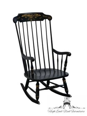 Ethan Allen 14-9703 Hand Decorated Black Hitchcock Style Boston Rocker - 609