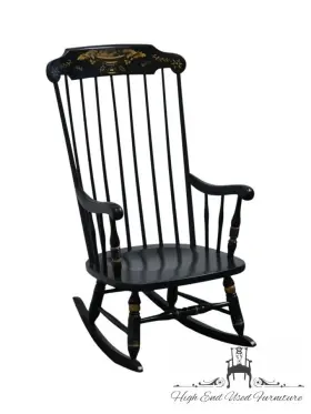 14-9703 Ethan Allen Hand Decorated Black Hitchcock Style Boston Rocker - 609