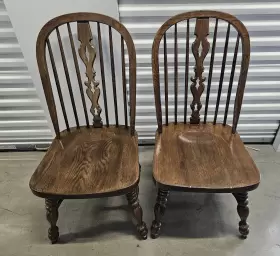 Ethan Allen #16-6000 Royal Charter Oak Bowback Windsor Side Chairs Item - Pair C
