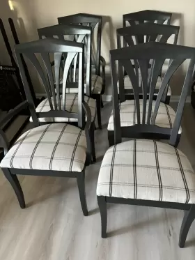 25-6438295 Ethan Allen 1990s Medallion Dining 6 Chairs Stain Black #25-6438295