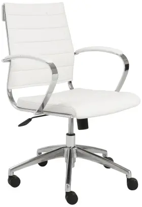 10606-wht Euro Style Axel White Leatherette Adjustable Swivel Office Chair
