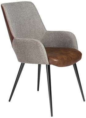 Euro Style 30494ltbrn Desi Gray Fabric And Light Brown Faux Leather Armchair