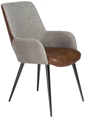 30494ltbrn Euro Style Desi Gray Fabric And Light Brown Faux Leather Armchair