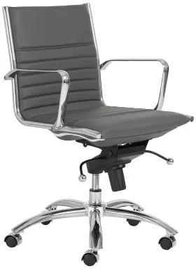 50002-gry Euro Style Dirk Gray Low Back Adjustable Swivel Office Chair
