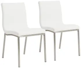 80960wht Euro Style Scott Steel And White Leatherette Dining Chair Set Of 2